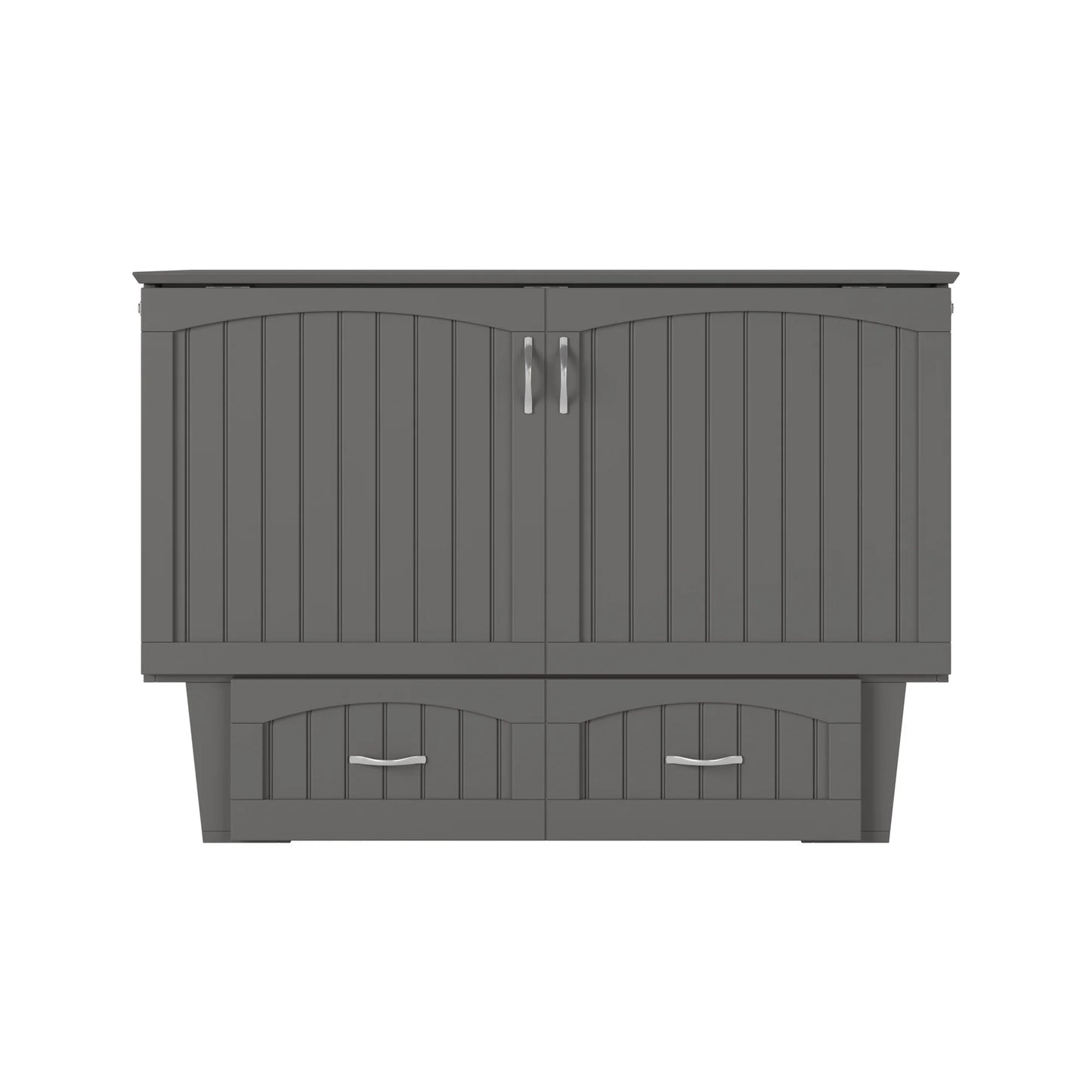 AFI Nantucket Full Solid Wood Murphy Bed Chest with Mattress, Drawer & Charger in Gray - My Store