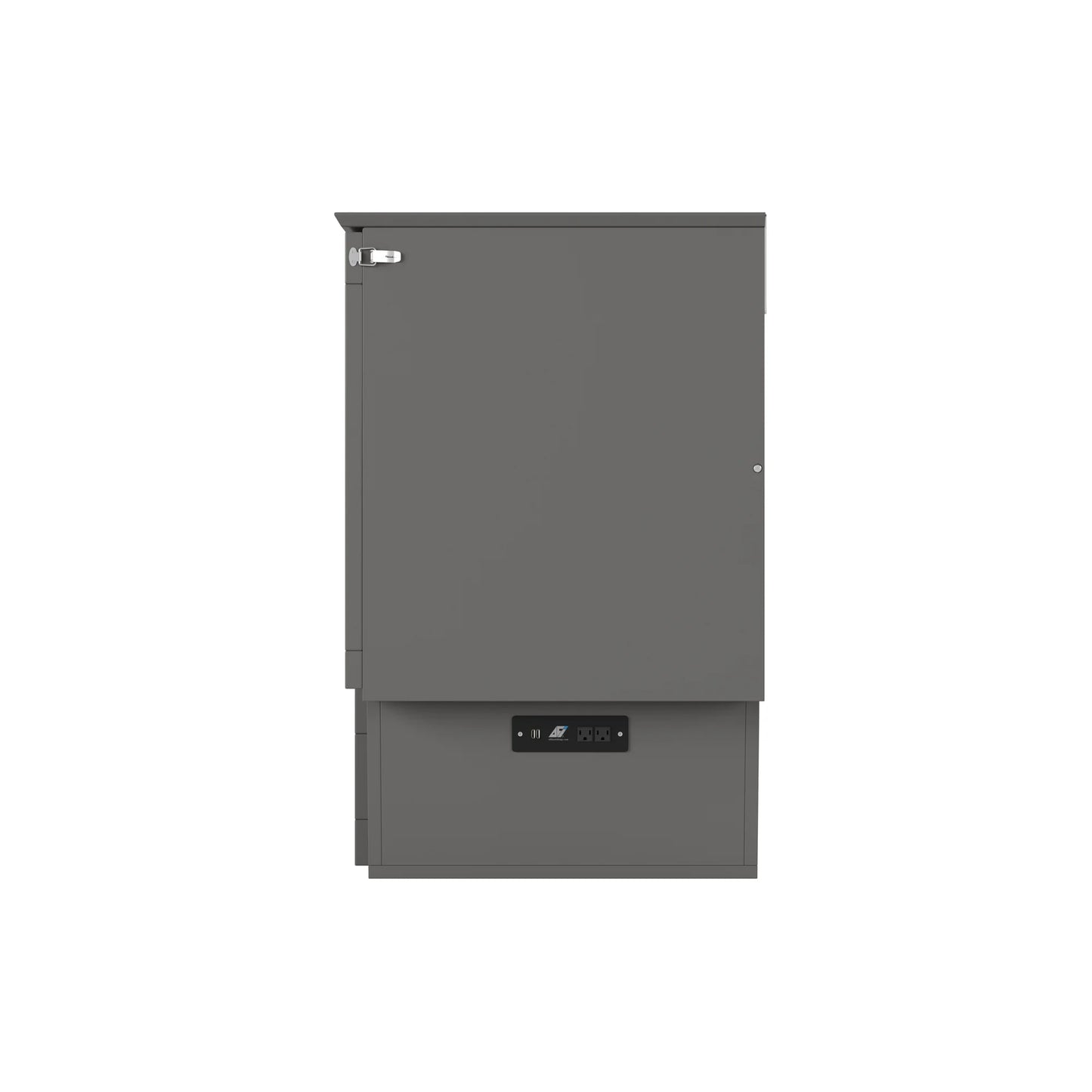 AFI Nantucket Full Solid Wood Murphy Bed Chest with Mattress, Drawer & Charger in Gray - My Store