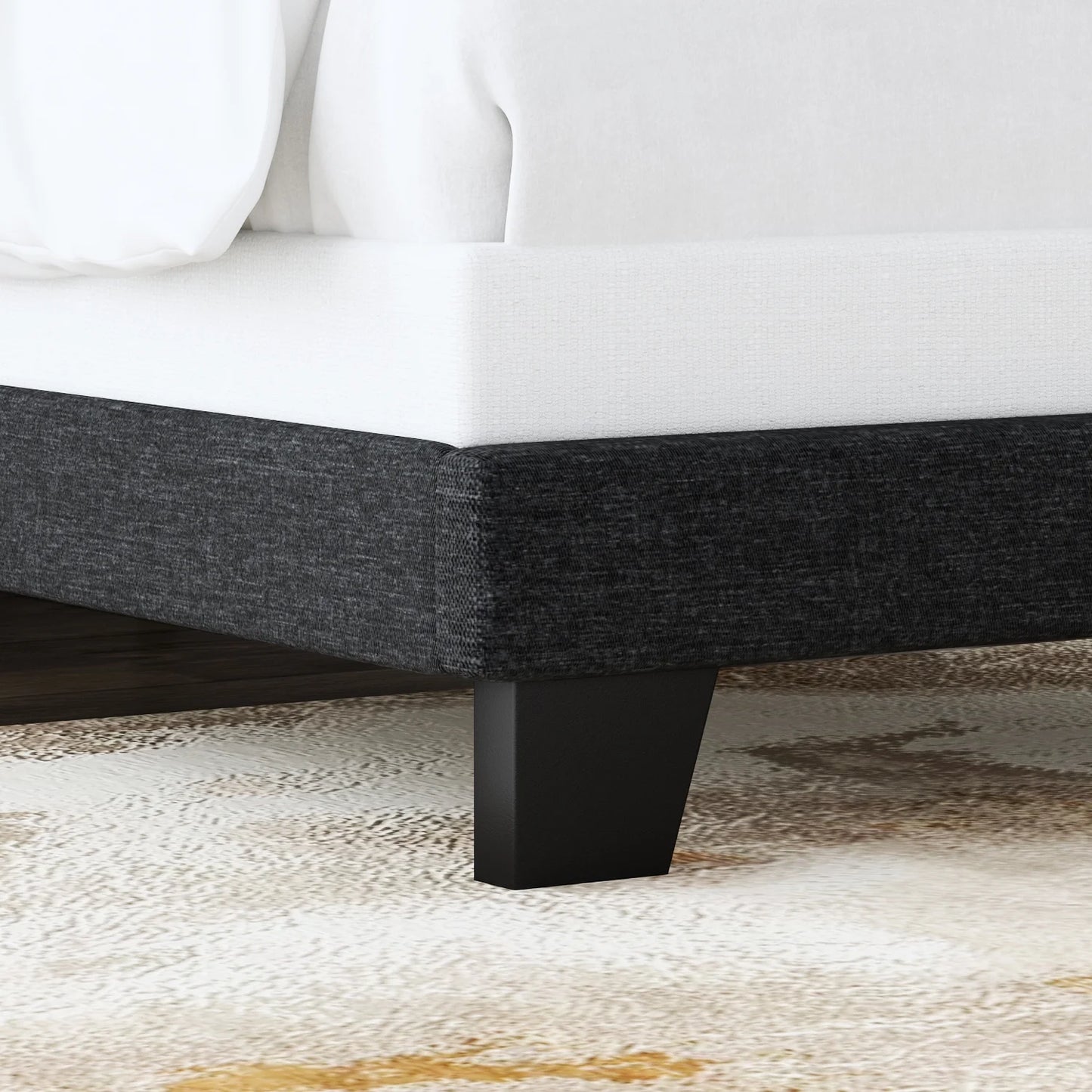 Allewie Queen Size Panel Platform Bed Frame with Adjustable High Upholstered Headboard, Grey - My Store