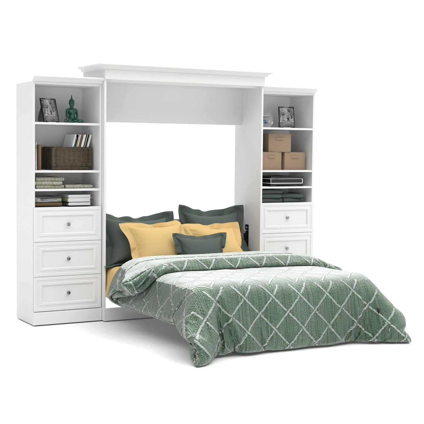 Bestar Versatile by Bestar 115'' Queen Wall Bed Kit Featuring a 3 Drawer Set in White - My Store