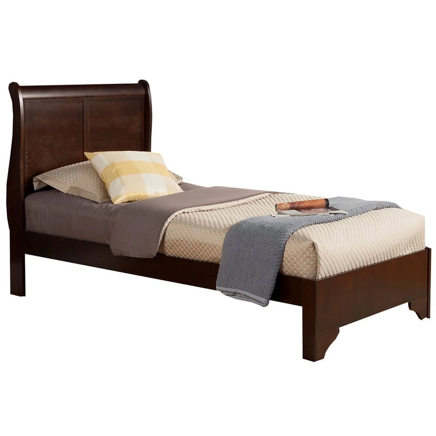 Bowery Hill Traditional Wood Twin Size Sleigh Bed in Cappuccino Brown - My Store