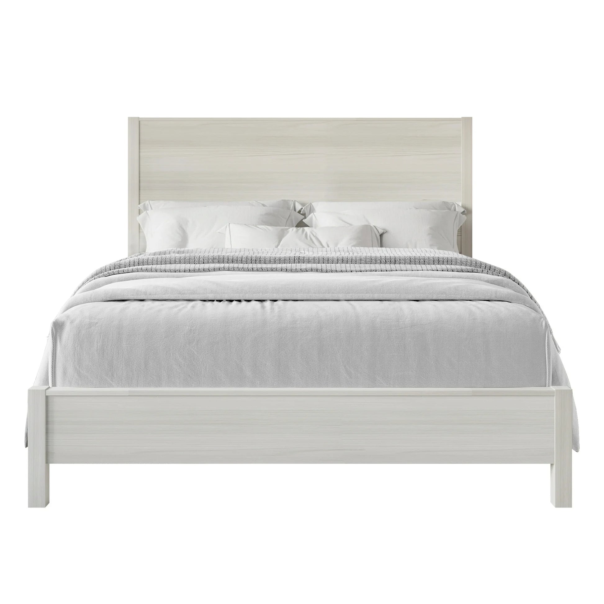 Castle Place Modern Full Wooden Bed, Light Grey - My Store