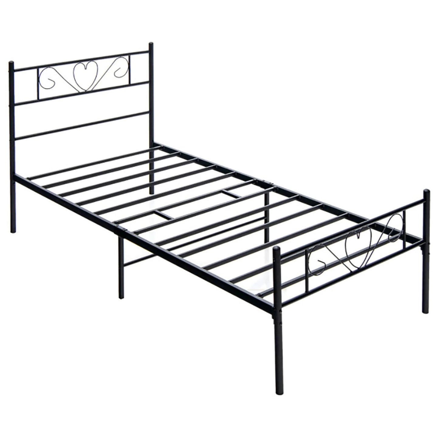 Kadyn Metal Twin XL Bed Frame with Heart-shaped Headboard, No Box Spring Needed Platform Noise Free, Easy Assembly Black - My Store
