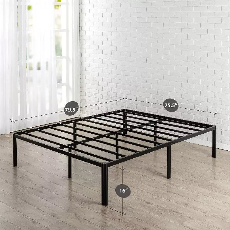 16 Van Metal Platform Bed Frame with Steel Slat Support Black - Zinus - My Store