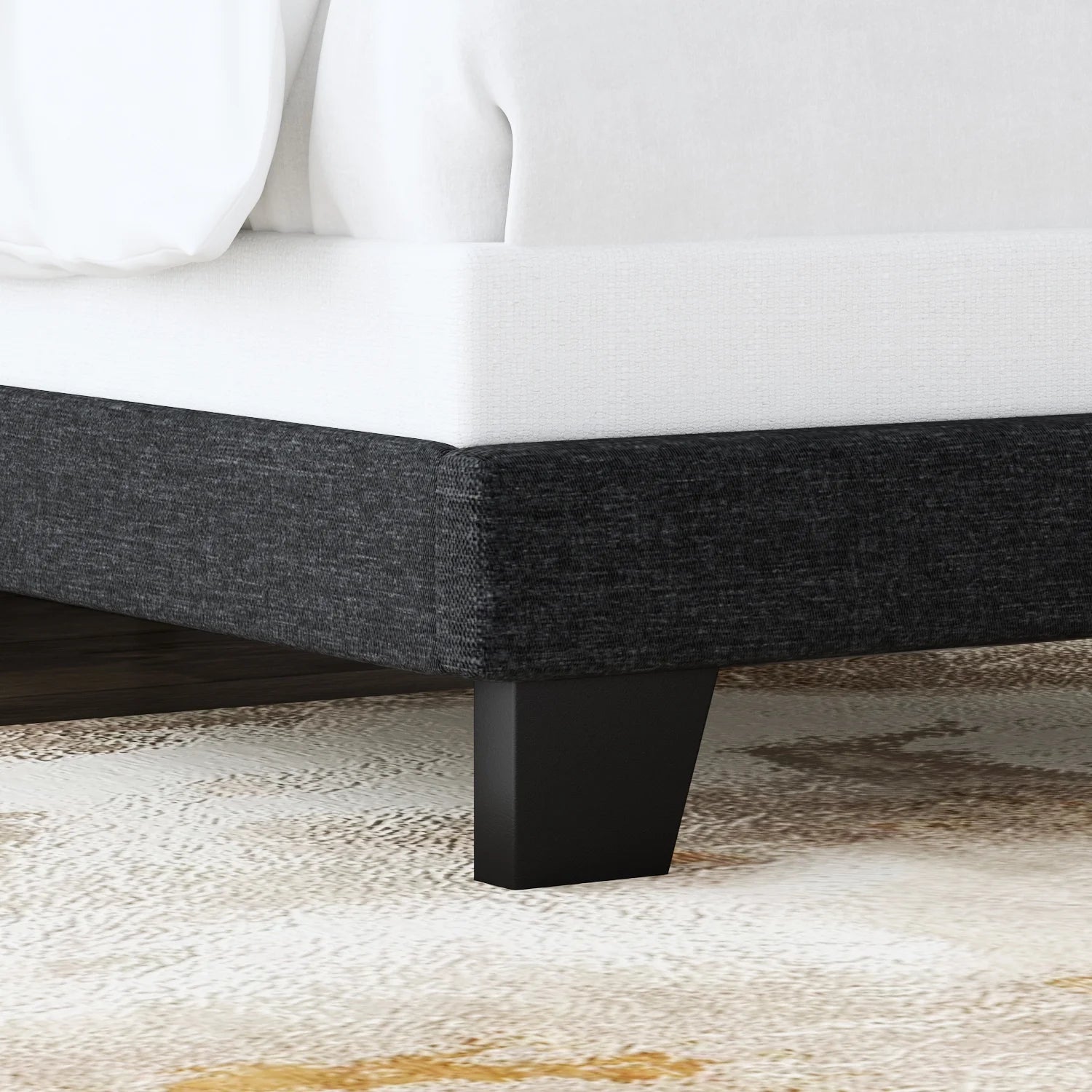 Allewie Queen Size Panel Platform Bed Frame with Adjustable High Upholstered Headboard, Grey - My Store