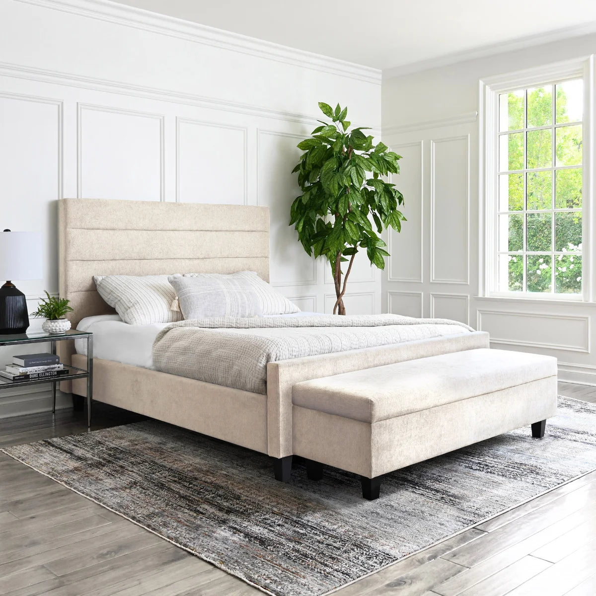 Abbyson Home - Athena Upholstered King Bed and Ottoman - My Store