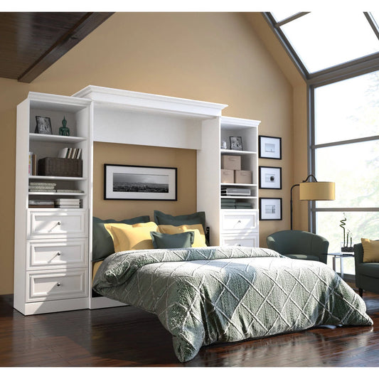 Bestar Versatile by Bestar 115'' Queen Wall Bed Kit Featuring a 3 Drawer Set in White - My Store