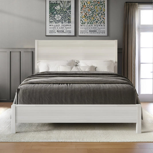 Castle Place Modern Full Wooden Bed, Light Grey - My Store