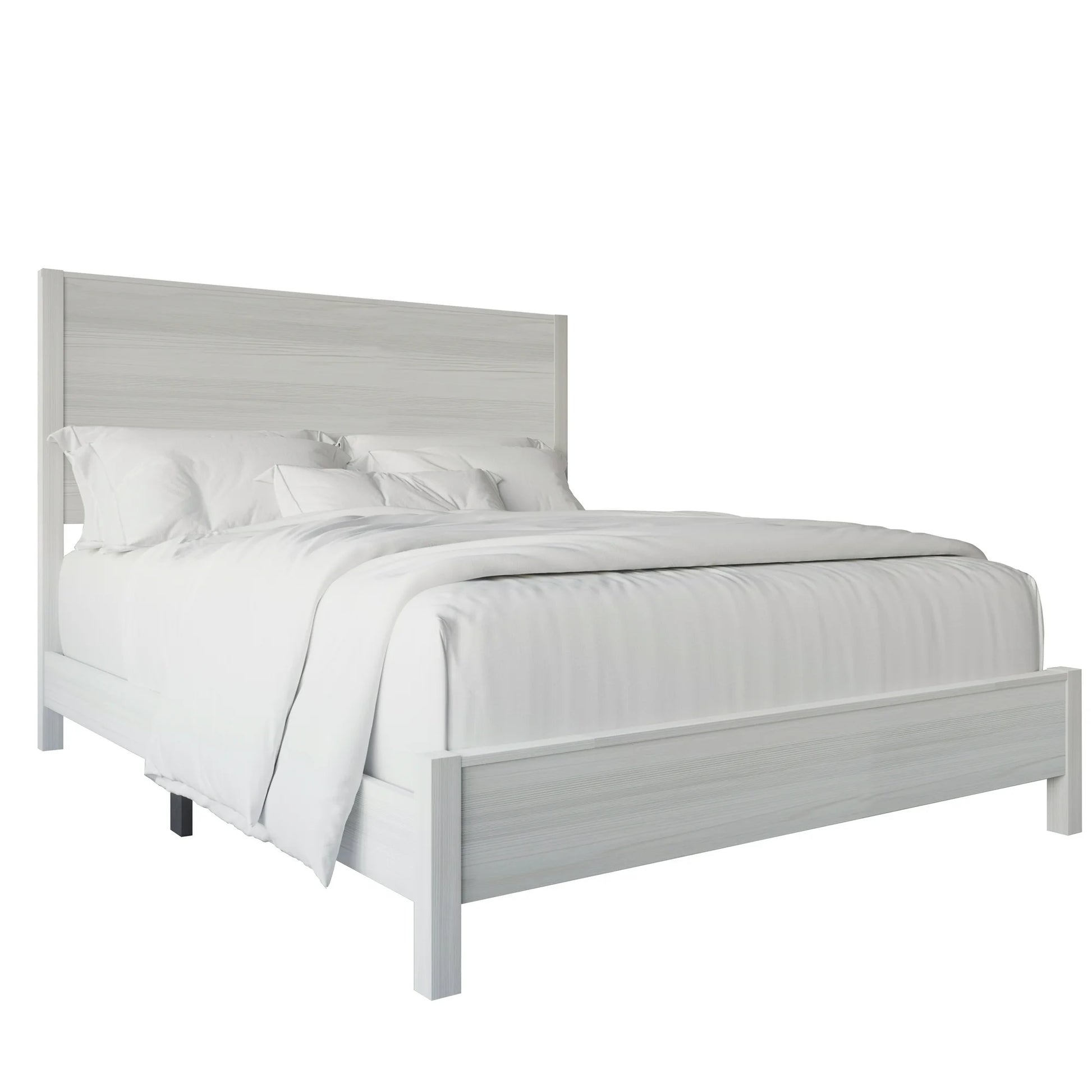 Castle Place Modern Full Wooden Bed, Light Grey - My Store