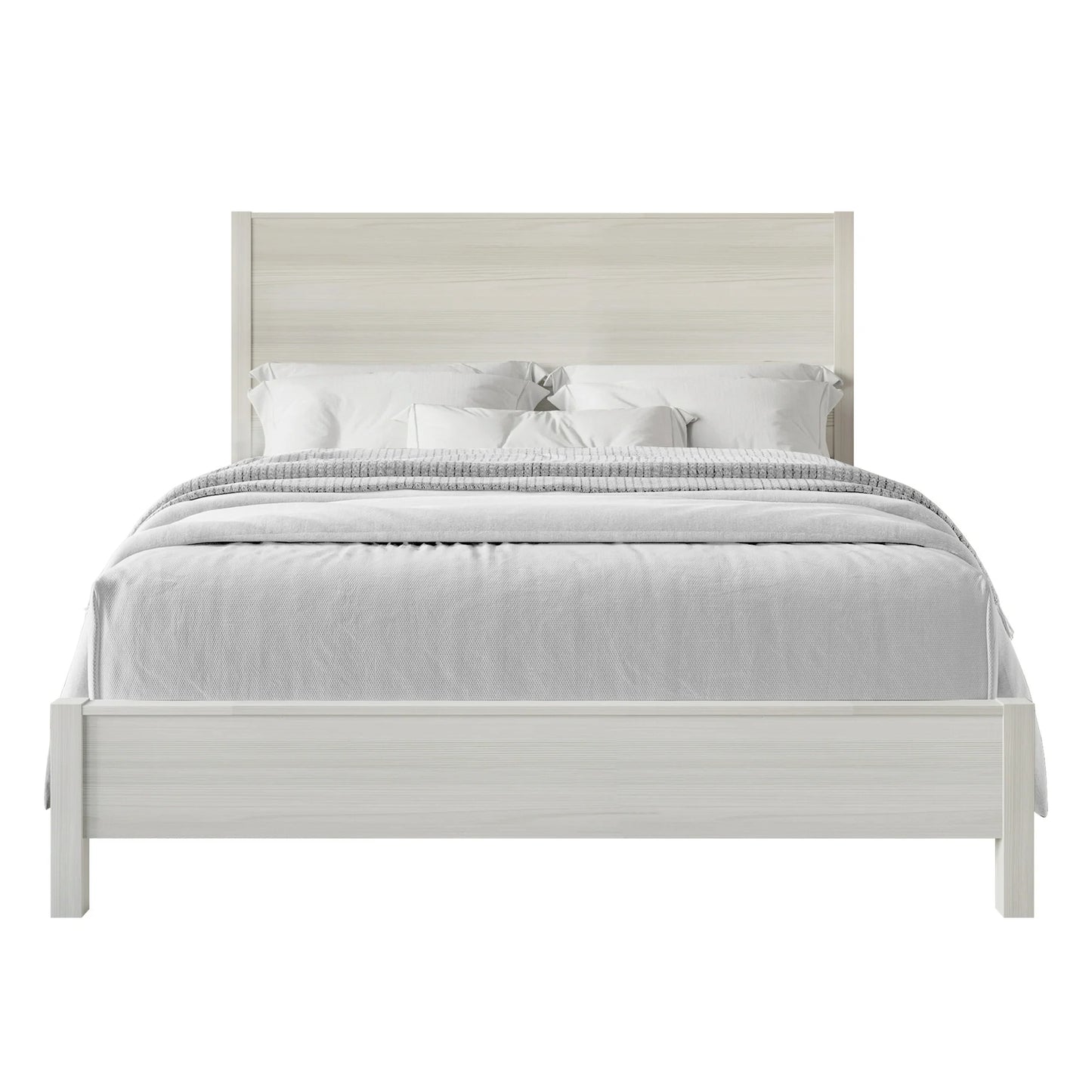 Castle Place Modern Full Wooden Bed, Light Grey - My Store