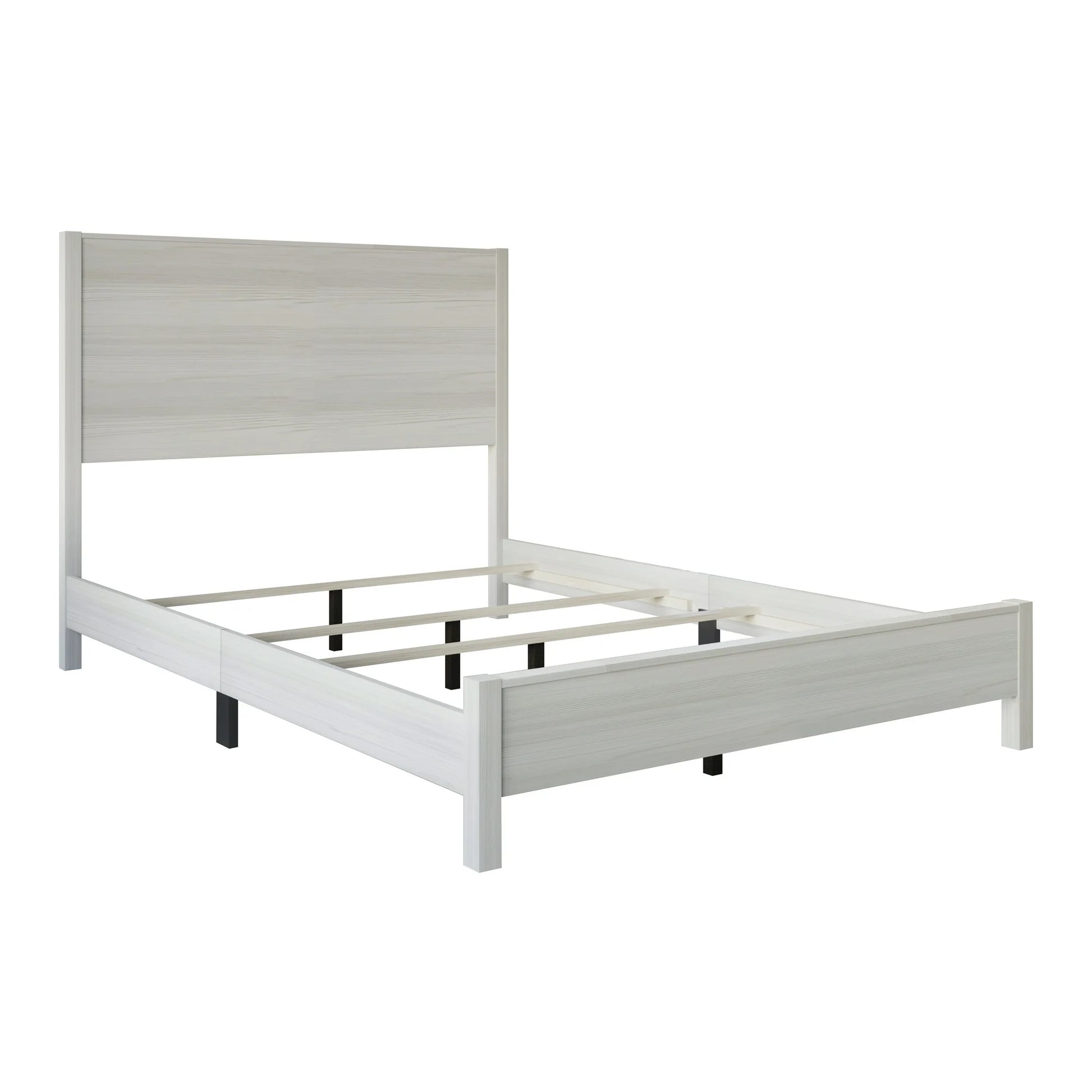 Castle Place Modern Full Wooden Bed, Light Grey - My Store