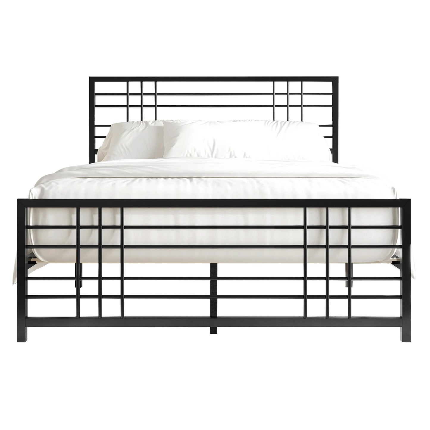 Castle Place Simple Classic Full Size Metal Panel Bed, Black - My Store