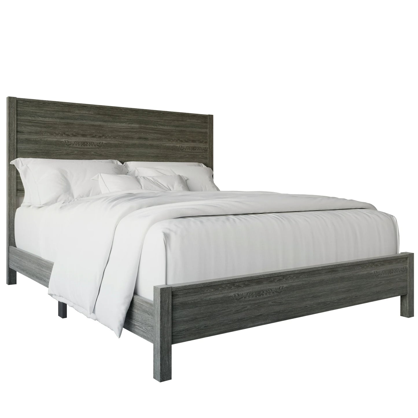 Castle Place Wood Panel Full Bed, Dark Grey - My Store