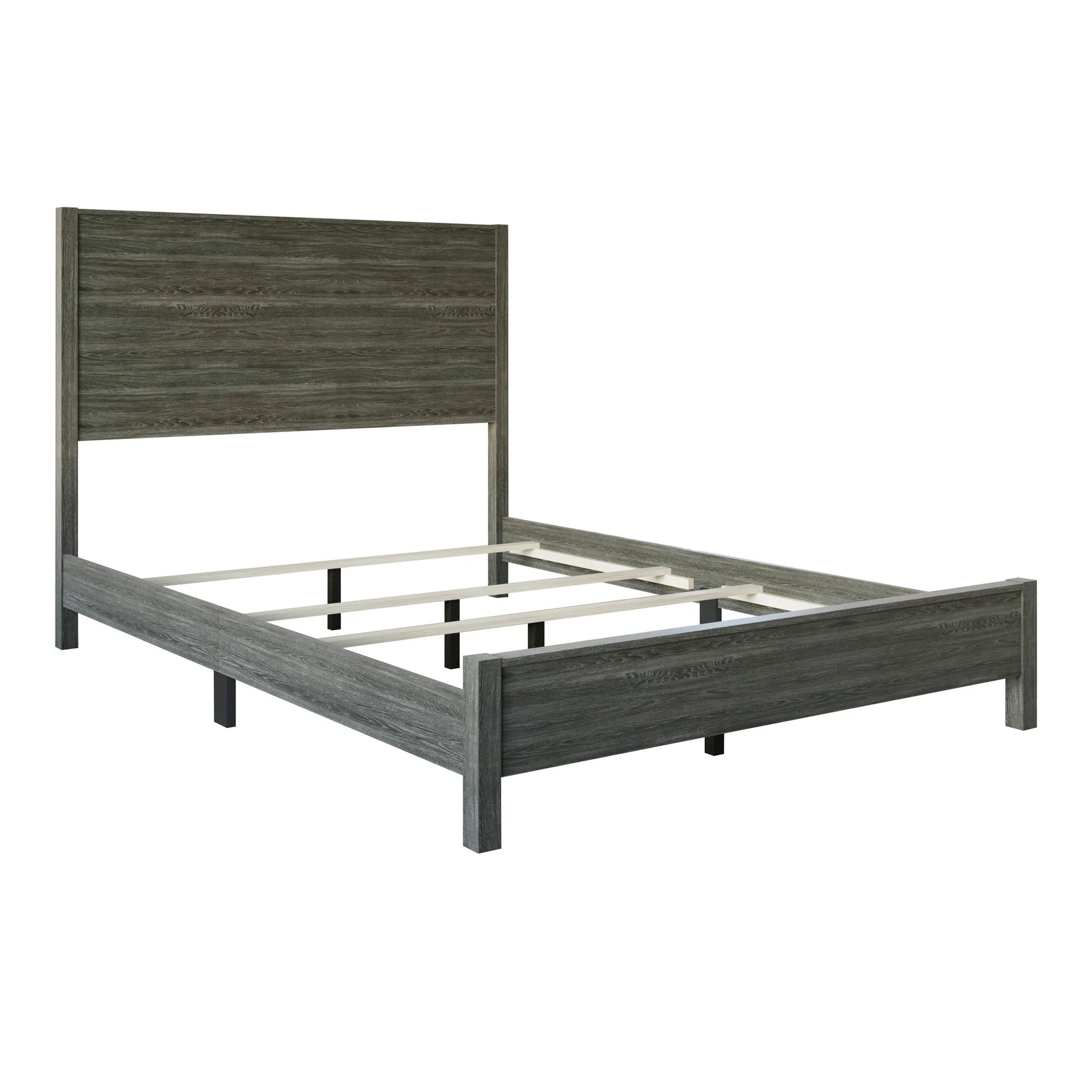Castle Place Wood Panel Full Bed, Dark Grey - My Store