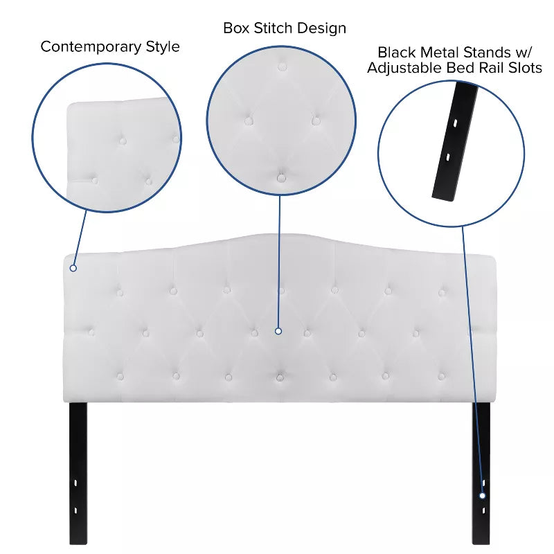 Emma and Oliver Arched Button Tufted Upholstered Headboard - My Store