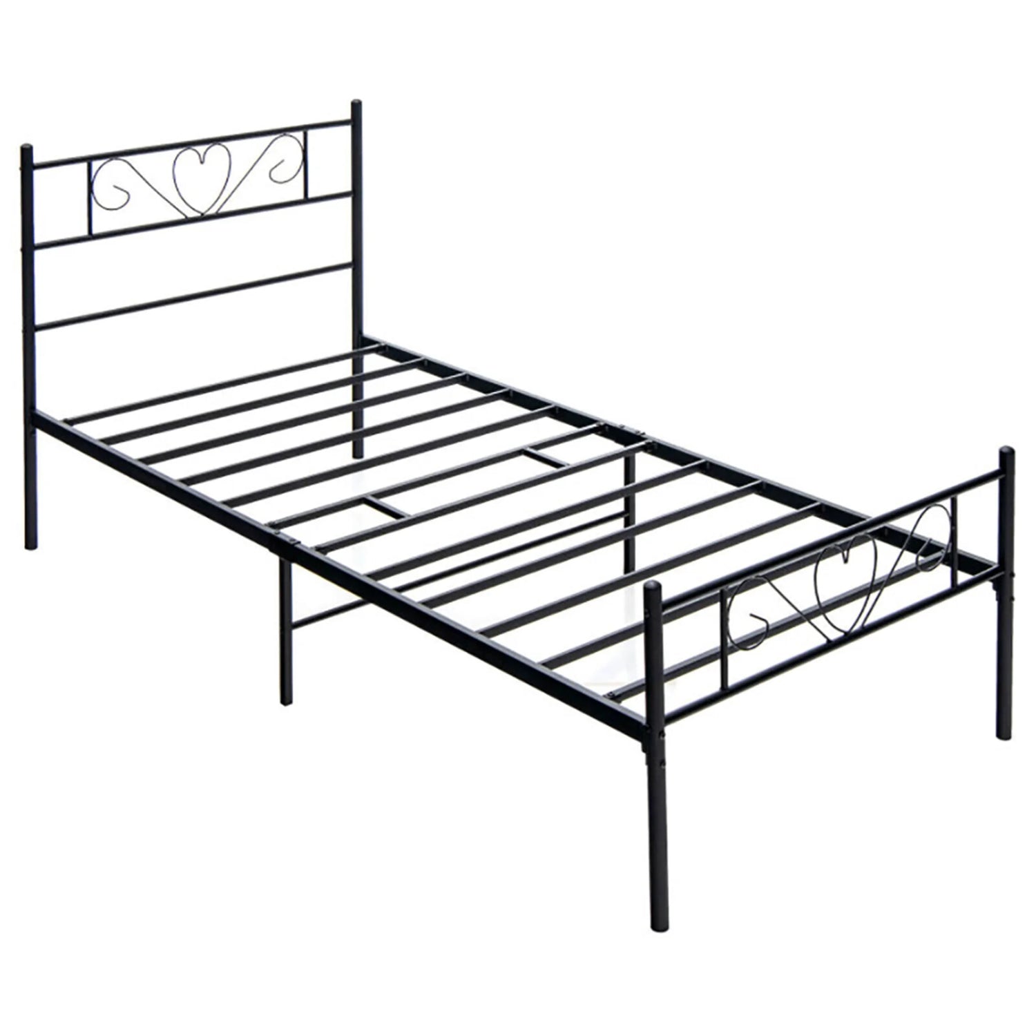 Kadyn Metal Twin XL Bed Frame with Heart-shaped Headboard, No Box Spring Needed Platform Noise Free, Easy Assembly Black - My Store