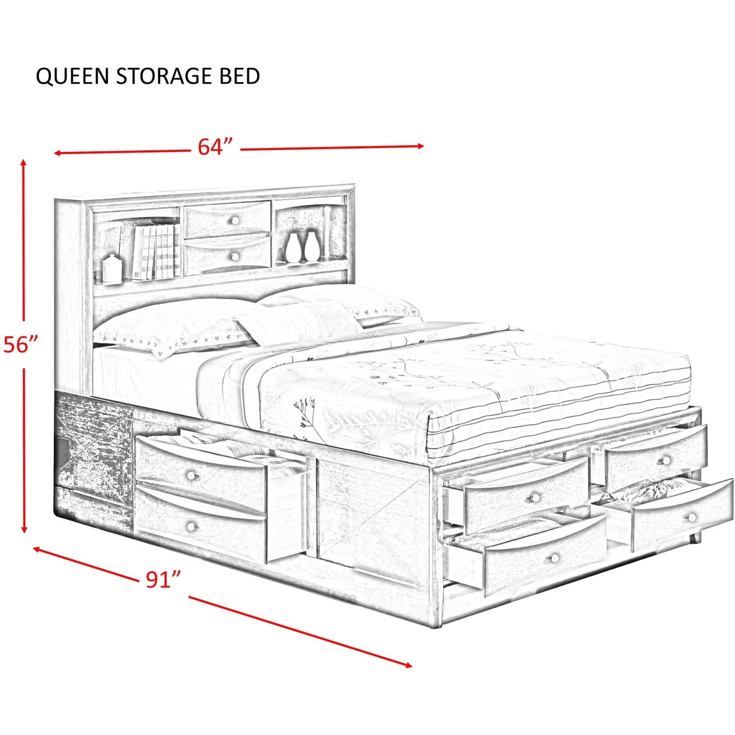 Picket House Madison Queen Storage Headboard/Footboard (Box 1 of 4) Converted to inflex kit - My Store