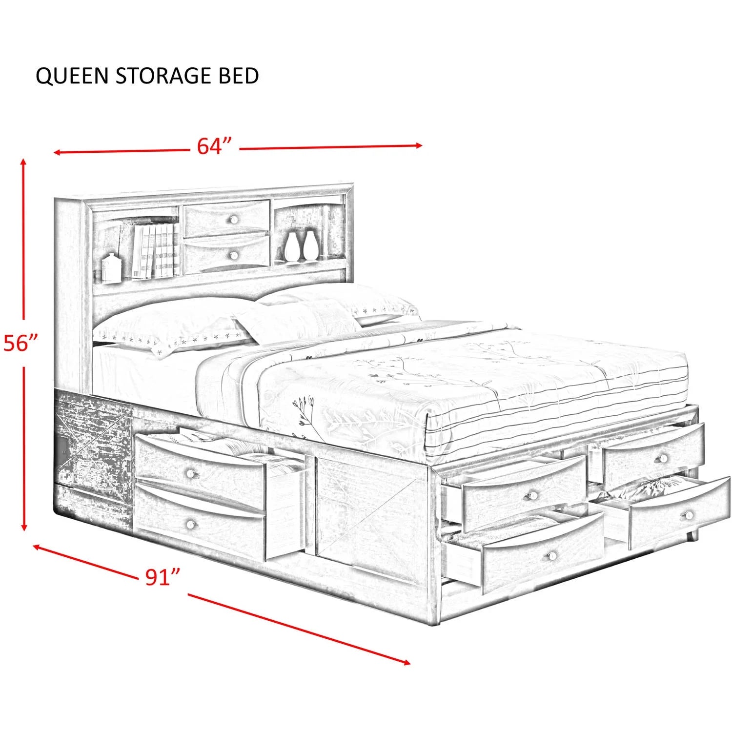 Picket House Madison Queen Storage Headboard/Footboard (Box 1 of 4) Converted to inflex kit - My Store