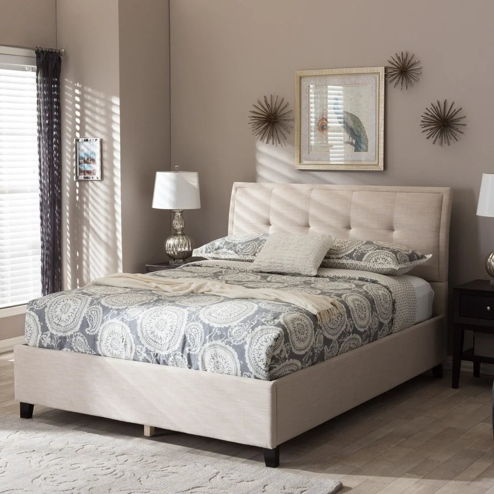 Porch & Den Delgany Fabric Storage Platform Bed Beige - My Store